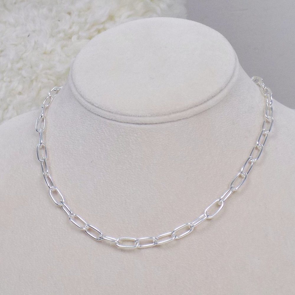 new! silver paperclip link chain chunky trendy layering